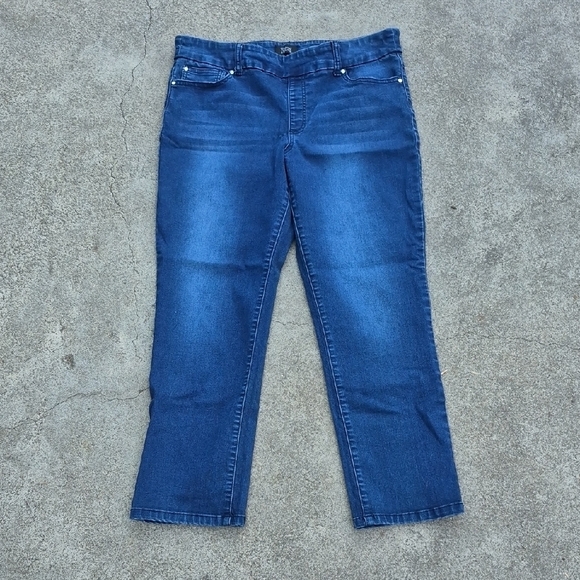 Rekucci Stretch Waist Straight Leg Jeans Sz 16 P 5 Pockets Gently Loved - Picture 1 of 9